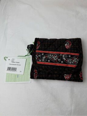 NWT Vera Bradley Houndstooth Brown Pocket Wallet • Retired Hard to Find